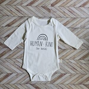 Baby Boy Girl Kindness Rainbow White Onesie Neutral Long Sleeve Cotton Bodysuit